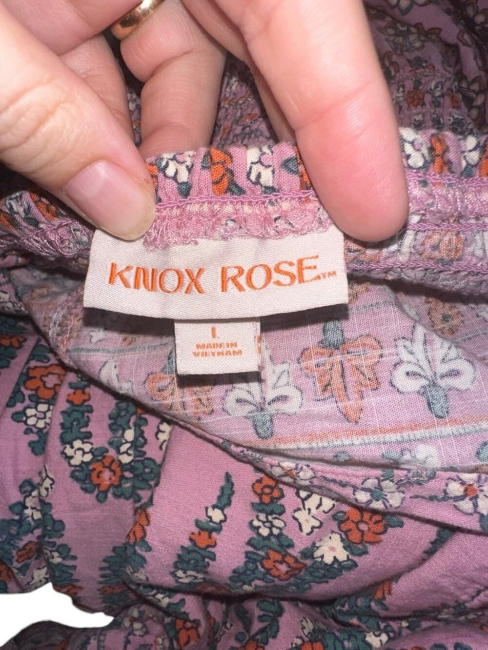 Knox Rose Tiered Maxi Dress L Pink Floral Paisley Print Boho Prairie Milkmaid - Picture 4 of 8